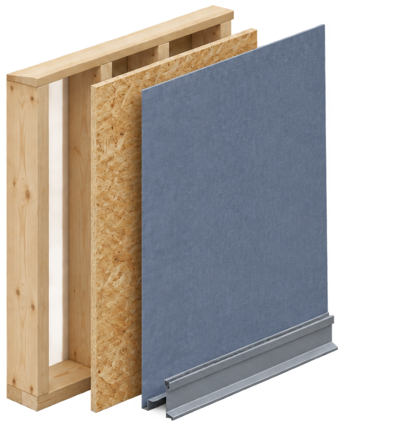 The same wall with the metal flashing added along the base